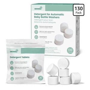Grownsy Baby Bottle Washer Detergent Tablets - 130 Count Deep Cleaning Wash